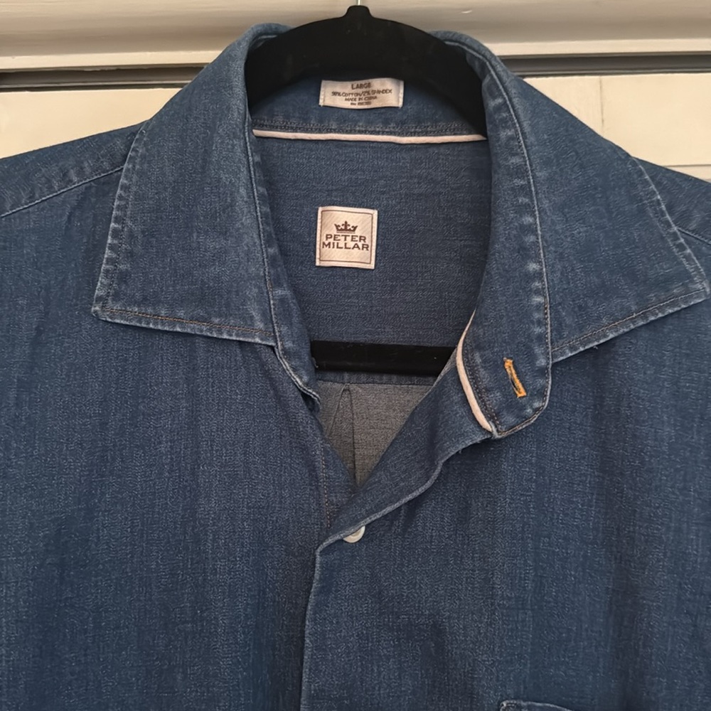 Peter Millar Men's Blue Denim Shirt - Picture 2 of 2